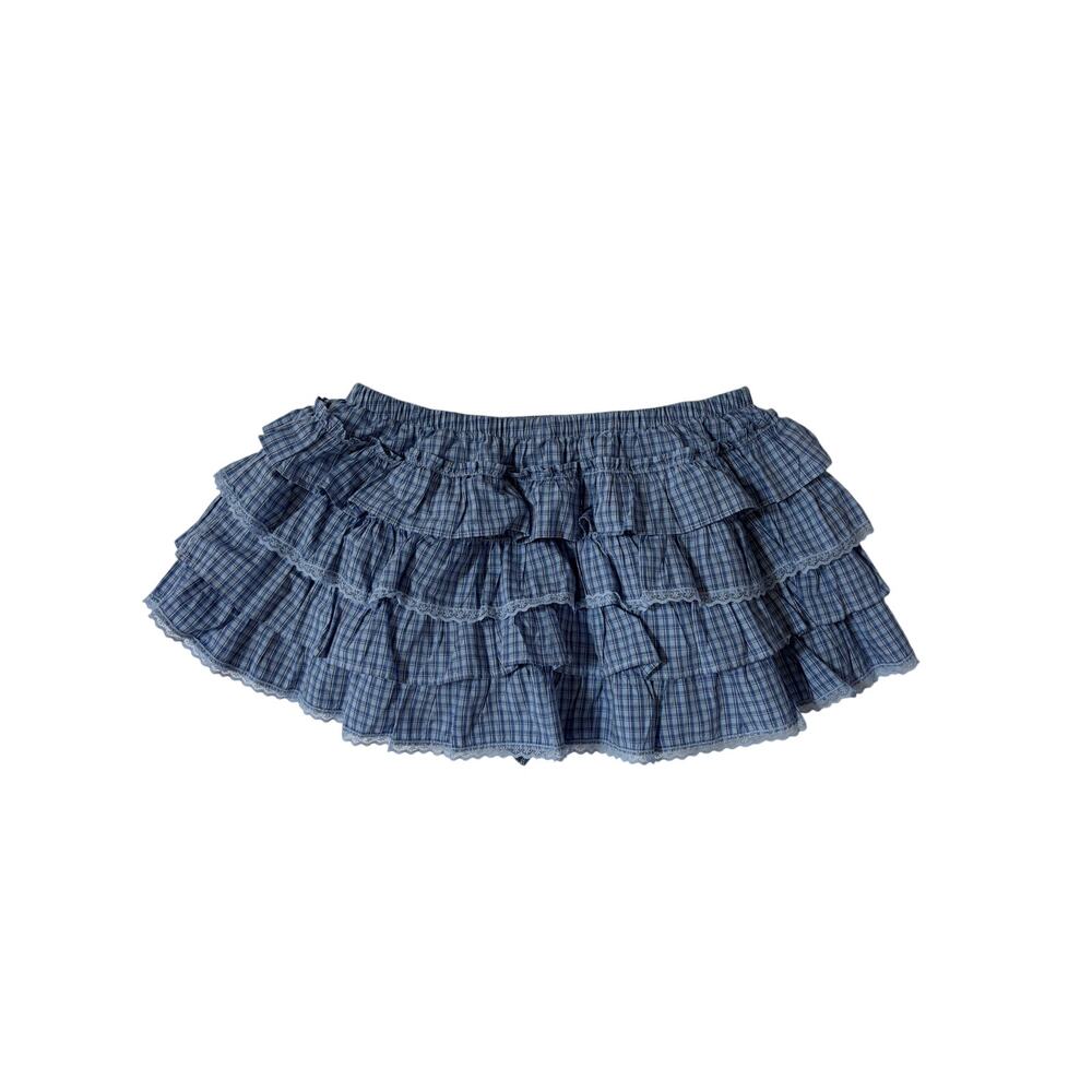 Aritzia Sunday Best NWT Theo Poplin Skort Size Small Blue Ruffles - Picture 2 of 13